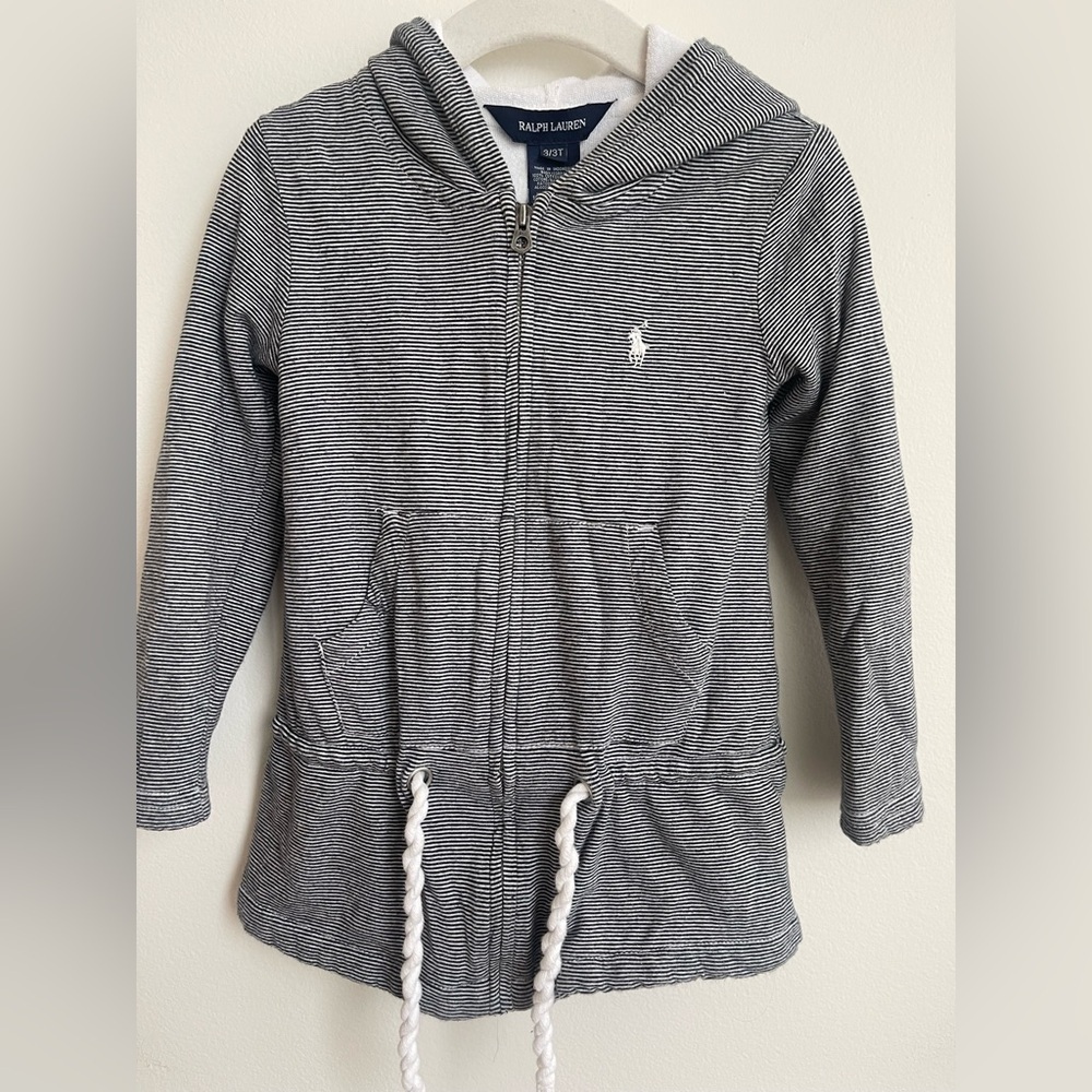 Ralph Lauren Kids Navy and White Striped Hoodie